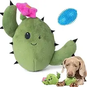 BarkBox Interactive 2-in-1 Stuffed Plush Squeaky Dog Toy for Small/Medium/Large Dogs (Consuela The Cactus, Medium/Large Dog)