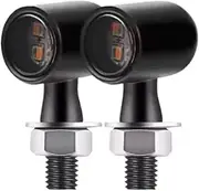 LED Indicator Blinkers Amber Lamp Accessories 8mm LED MI&NI Turn Signal Light Indicators For YA&MA&HA Cafe Racer Flasher Lamp(2 X Amber)