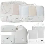 [Ziboola] Packing Cubes for Travel, 8 Pcs Lightweight Travel Bags With Vacuum Storage Bags Luggage Organiser Travel Cells Packing Cells White