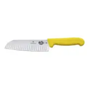 Victorinox 5.2528.17 7" Granton Edge Santoku Knife with Yellow Fibrox Handle