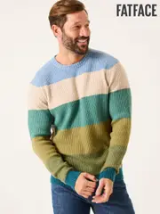 Hinton Green Stripe Crew Neck Jumper (E82963) | $127