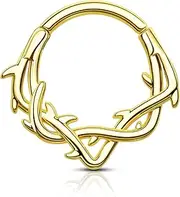[COCHARM] Cliker Septum Rings,16G Vine Septum Jewellery,Dainty Helix Daith Earrings,Stainless Steel Septum Daith Piercing Jewellery