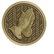 Praying Hands Right Medallion for Box Cremation Urn/Flag Case - 3 Inch Diameter