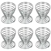 6 X Egg Cups Made Of Stainless Steel Wire Spiral Spring Egg Holder Makeup Sponge Clothes Rack Egg T Silver