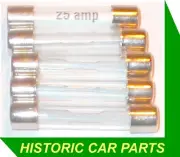 Triumph Herald 12/50 Skylight 1962-67 - 5 x 25 amp GLASS SAFETY FUSES 25a Fuse