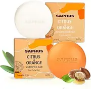SAPHUS Solid Shampoo and Conditioner for Curly Hair, Vegan Formula with Argan Oil, No Silicone Sulphates, Reduce Frizz, Volume, Pack of 2, 170 g (Sweet Orange)