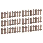 6pcs Miniature Garden Fence 3.9 Inch Mini Ornament Wood Picket Fence Brown