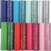 Picheng Texture Chunky Glitter Faux Leather Sheets: 8Pcs Mixed Chunky Glitter Leather Sheets + 8Pcs Solid Grain Colors Leather,8.2x6 Inch A5 Mixed Bundle for DIY Craft Bows Earrings Making…