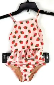 Crewcuts Girl’s Pink Strawberry Graphic Print Tankini Set Size 4-5