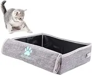 Cat Travel Litter Box, Portable Litter Box for Traveling and Outdoor Adventure, Collapsible and Space Saver (Grey)