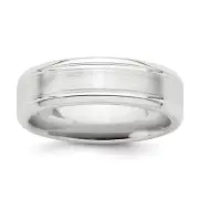 Sterling Silver 6mm Brushed Flat Grooved Beveled Edge Fancy Band Ring Size 9