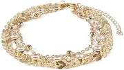 [VGGV] Anklet Ankle Foot Chain Women's Handmade Round Jewelry Stone Crystal Aircraft Anklet for Women and Girls