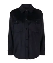 brushed-effect button-down overshirt L Black