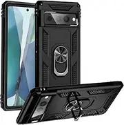 Back Case Cover for Google Pixel 7 Pro Case Mobile Phone with Magnetic Ring Holder Case, Heavy Duty Shockproof Protection for Google Pixel 7 Pro Protective Case (Color : Black)