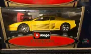 1984 FERRARI TESTAROSSA YELLOW 1:18 by BURAGO 3019 MADE IN ITALY NEW IN BOX