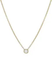 Zoe Lev 14K Yellow Gold Diamond Bezel Fine Link Pendant Necklace, 16-18