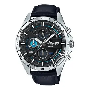 CASIO卡西歐 商務時尚三眼高科技賽車皮革腕錶-黑( EFR-556L-1A)公司貨