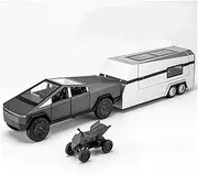 Scale Finished Model Car 1:32 for Tesla Cyber ​​Pickup Off Road Alloy Diecast Simulation Car Model Collectibles Vehicle Present Die-cast Vehicle(Black)