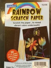 30 Sheets Rainbow Art Large Size Scratch Paper 6 wood scratch Sticks Lakeshore
