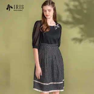 【IRIS 艾莉詩】質感黑純棉拼接洋裝(36629)