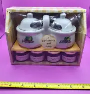 Sealed Vintage Houston Harvest Ceramic Dual Jam Jelly Server Set 2005