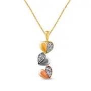 0.17 CT. T.W. Natural Diamond Heart Trio Pendant in 10K Tri-Tone Gold