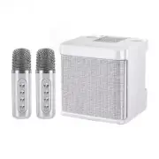 NNEOBA Portable Dual Microphone Karaoke Speaker System (White)