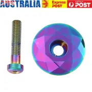 Burnt Blue Aluminum Bike Stem Top Cap Mountain Bike Headset Cap Cover with Bolt