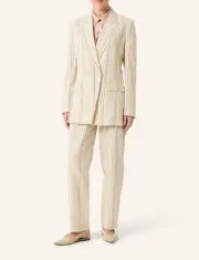 Malej 2pc Striped Cream and Light Yellow Women's Pantsuit Size S Women's