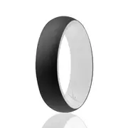 Silicone Wedding 2Layer Ring - White-Black by ROQ for Women - 11 mm Ring