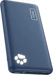 INIU Power Bank, USB C Slimmest & Lightest Triple 3A High-Speed 10000mAh Portable Charger, Flashlight Battery Pack Compatible with iPhone 16 15 14 13 12 Plus Google LG iPad Huawei, etc(Blue)