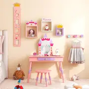 CostwayPrincess Makeup Dressing Table with Drawer and Mirror-Pink
