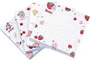 Cute Sticky Notes Kawaii 3.1x3.1in 4Pads 80Sheets/Pad Self-Stick Note Pads Colorful Fruits Super Sticky Note Pads 4 Unique Cute Patterns