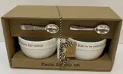 Mud Pie Circa Minatare Silver Serving Spoons Hot and Mild with Gauc Salsa Bowls