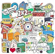 50 Pcs Cute School Student Laptop Stickers for Kids, Teen, Girl Trendy Water Bottle Hydroflasks Notebook Phone Computer Guitar Skateboard Luggage Waterproof Vinyl Decal