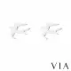 【VIA】白鋼耳釘 燕子耳釘/動物系列 飛翔燕子造型白鋼耳釘(鋼色)