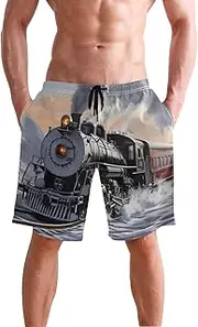 [XYMZR] Train Snow Sunrise Men's Swim Trunks Quick-Dry Bathing Suit Swimming Board Shorts S