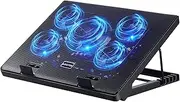 Kootek Laptop Cooling Pad 12-17 Cooler Pad Chill Mat 5 Quiet Fans LED Lights and 2 USB 2.0 Ports Adjustable Mounts Laptop Stand Height Angle