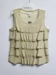 CHICO’S Sparkle Mesh Stardust Ruffle Tier Sleeveless Tank Top, Women’s Size 2, L