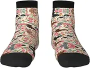 [JBYJBX] Dog Flower Print Adult Socks Womens Mens Workout Thermal Cozy All-Season Gift Holiday Articles Use