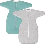 Aomloge PuppyPaws: Baby Sleep Sack 1.5 TOG, Green&grey, M / 3-6 Months