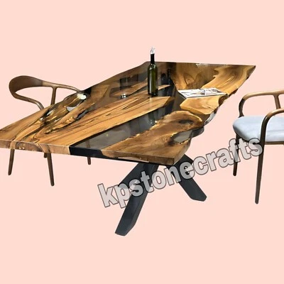 Live Edge Table Epoxy - Resin Dining Table - Custom Epoxy Resin Walnut Table
