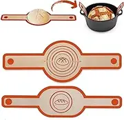 2 Pack Silicone Fibreglass Baking Mats for Dutch Oven, Non-Stick, Long Handles, Orange, Rectangular with Rounded Corners