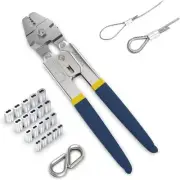 Crimper Wire Rope Crimping Swaging Tool Cable Crimps Thimble Assortment Kit ...