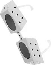 [LIFKOME] Party Dice Glasses Novelty Eyewear Dice Shaped Eyeglasses Glasses Photo Booth Props Party Glasses for Chic Sunglasses Creative Eyeglasses Fashion Sunglasses Plastic White