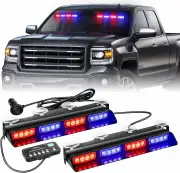 Front/Rear Windshield Interior Emergency Driving Strobe Light Safety Flashing Warning Danger Split Light Strip with Suct