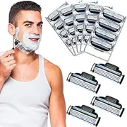 Pack of 24 Mach 3 Razor Blades, Replacement Blades for Men's Wet Razors, Mach 3 Blades Refills Razor Blade, Safety Razor Blades, Suitable for Cleaning Beard and Body Hair (3)