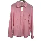 Z Supply Kaili Button Up Gauze Top Bleached Mauve Pink Womens Large Long Sleeve