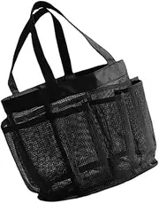 [FOMIYES] Seaside Mesh Beach Pouch Portable Toiletry Storage Bag for Travel Organizer for Cosmetics Lightweight Shower Mesh Tote with Black