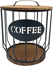 Coffee Holders Coffee Storage Basket Espresso Holder With Wood Base Iron For Kitchen Table